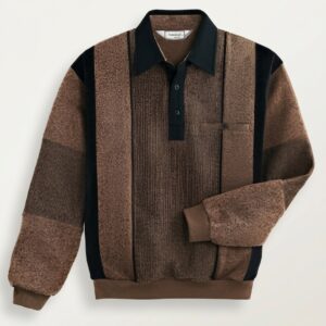"Classics” by Palmland Vintage Chenille Long-Sleeve Sweater Polo