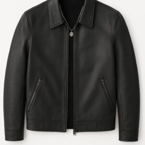 Black Sheepskin Leather Bomber Jacket